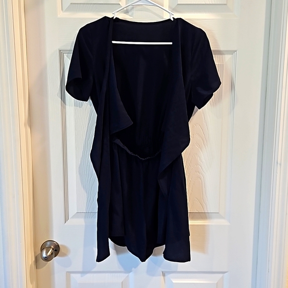 Women's XS shorts jumpsuit / romper with exposed midriff, Navy Blue - Picture 4 of 4